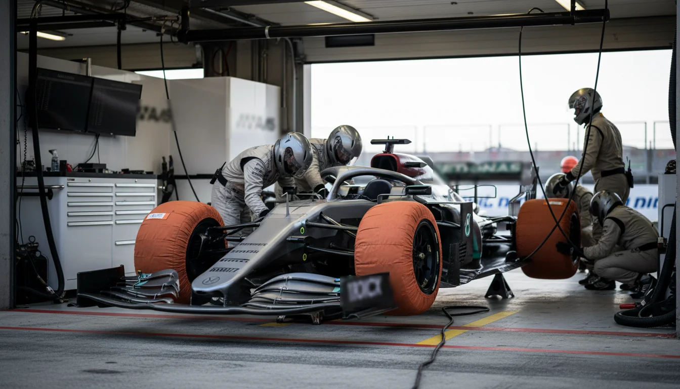 Qualifiche Formula 1: monoposto in pit lane durante sessione di qualifica