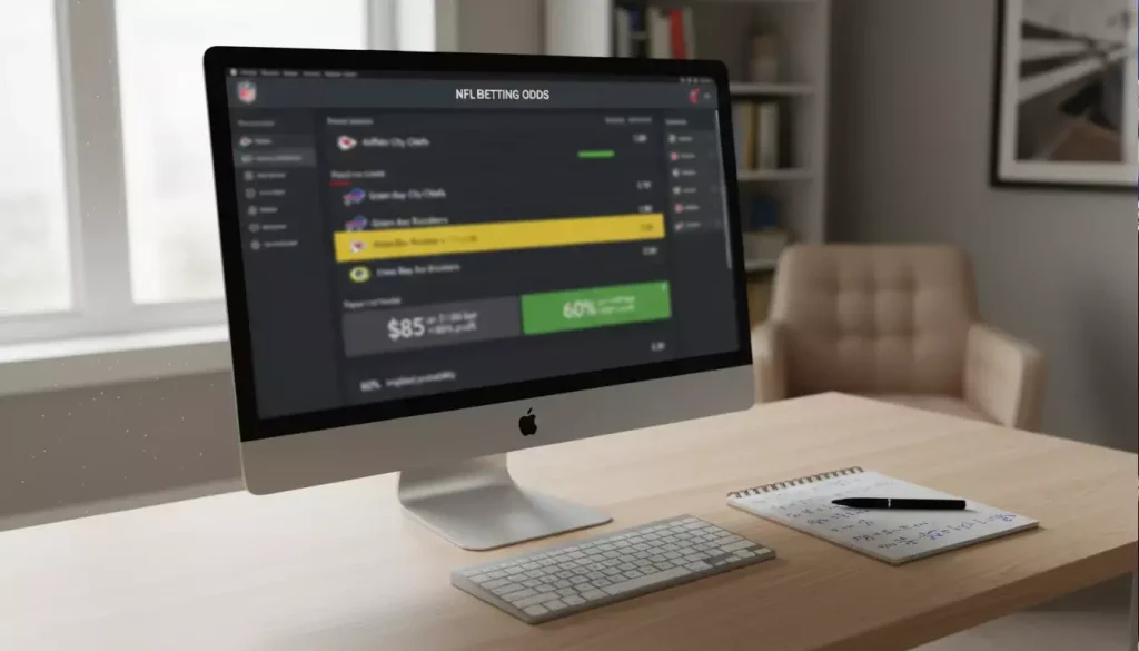 Quote NFL con calcolo payout su schermo